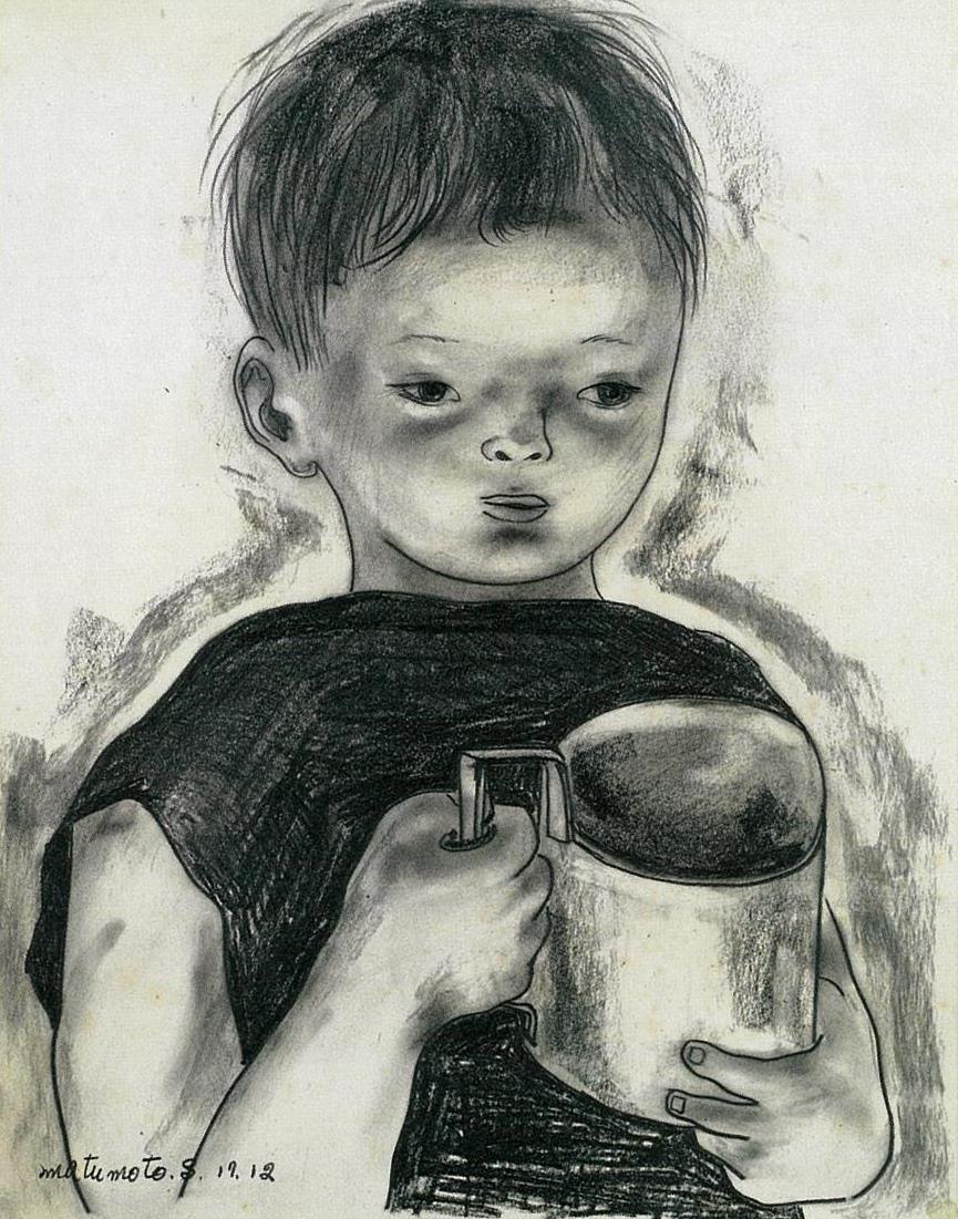 松本竣介デッサン50】展示室より 竣介は、子どもを描くことは、自身の