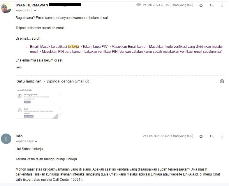 iwnherr's tweet photo. @linkaja min… saya mau reset PIN aja dilempar-lempar…

Dari aplikasi disuruh ke Call Center
Dari call center disuruh ke Email
Dari email disuruh ke Chat with Expert/Call Center (live chatnya dimana ya?)

Muter aja trus sampai ladang gandum dihujani coklat, jadilah cococrunch https://t.co/ZDisZcT6hK