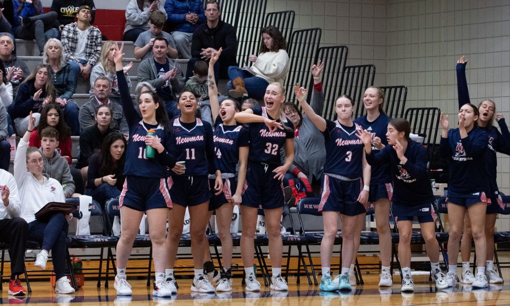 NewmanU's tweet photo. The 22-23 @NewmanJetsWBB is setting Newman history as our first hoop team to earn a berth into the MIAA Basketball Championships. 

Read the story: https://t.co/BUmIA22JAe https://t.co/dYLG8FIpN7