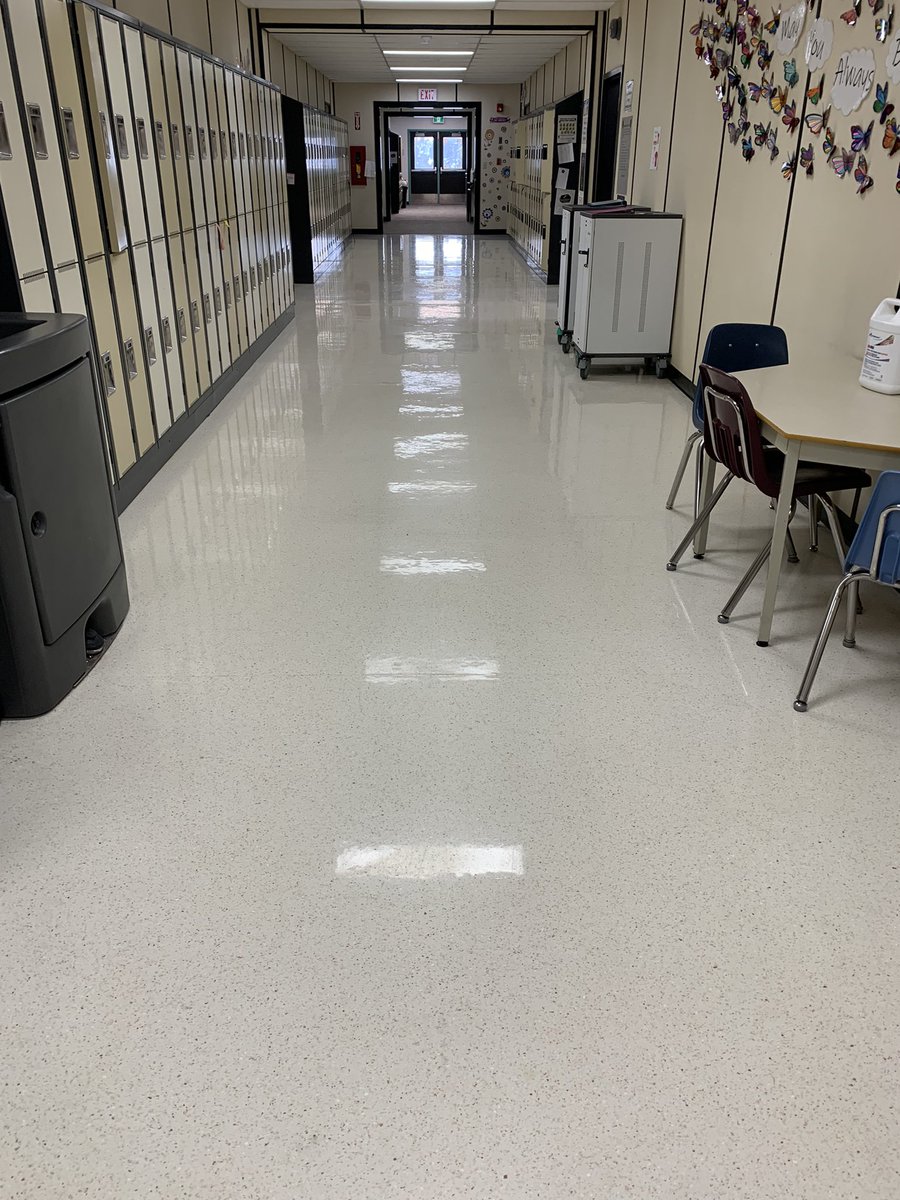 We have the best caretakers!  Staff and students came back after the break to a very clean school. Check out the sparkle in these floors!  Thank you, Brad and Edwin. #appreciated #grizzlypride