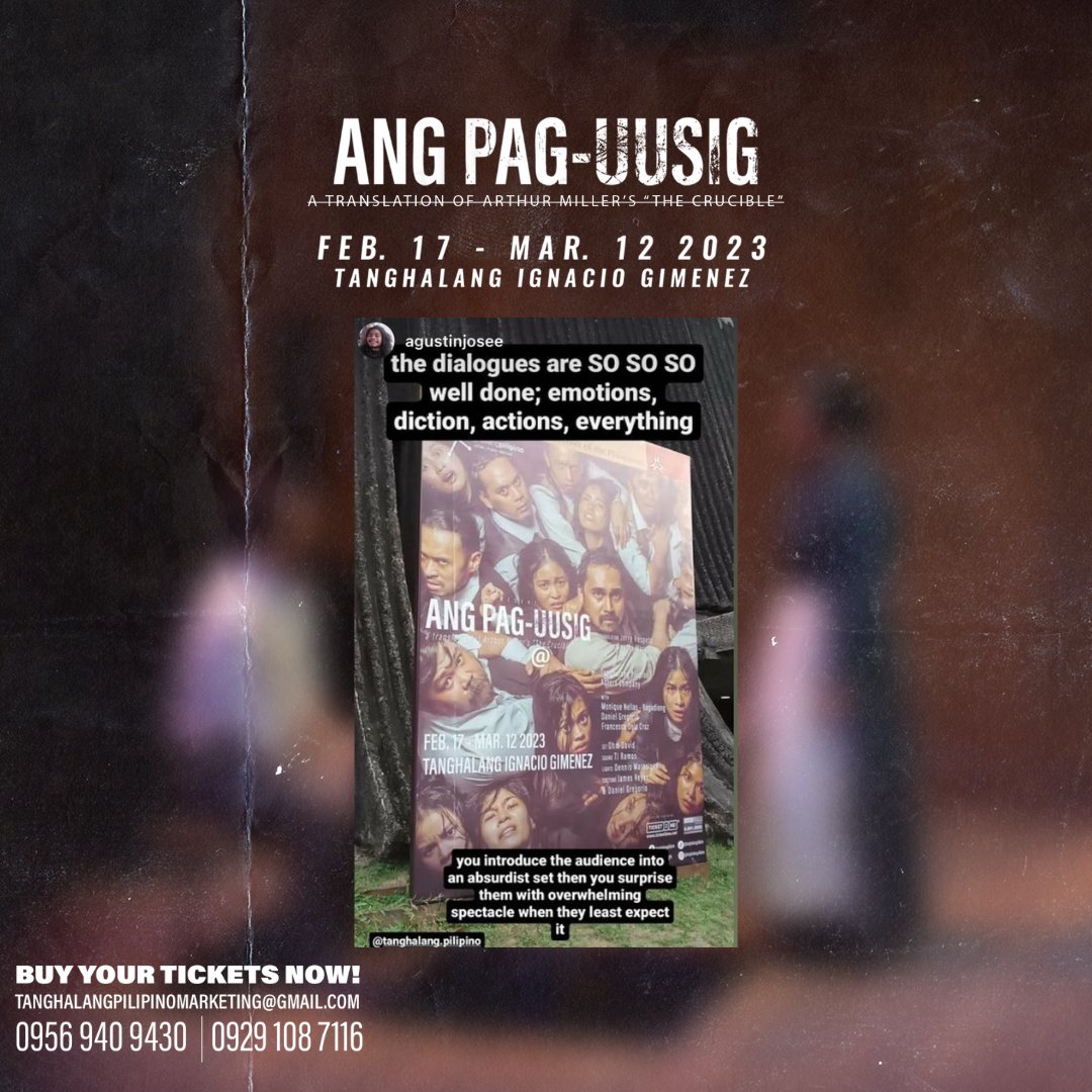 tanghalangPH's tweet photo. More and more netizens are flexing their thrilling hype and support for ANG PAG-UUSIG across social media! 🤩

#PAGUUSIG2023
#AngPagUusig
#TanghalangPilipino
#TP36
#MulingPaghatol
#UtakPusoBayan
#CCPBlackBoxTheater
#PaguusigReactions https://t.co/Fi55PECDpp