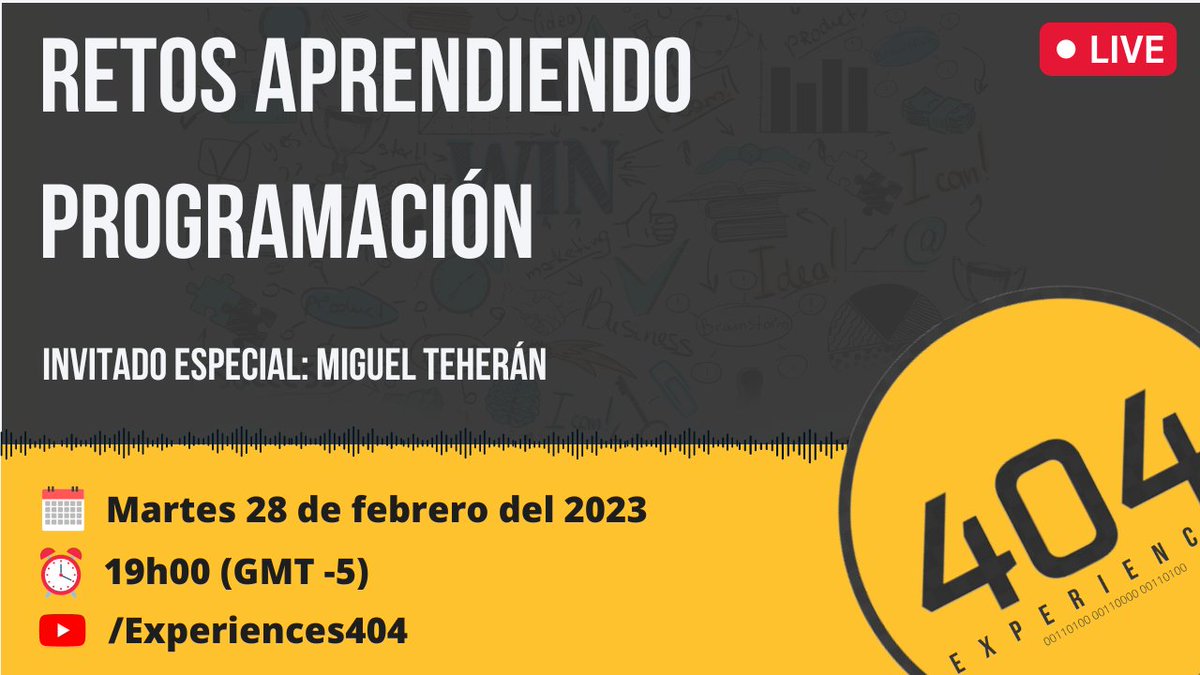 experiencies404's tweet photo. Hola amigos.
📢Este mes  lo terminamos con un super episodio 😊. @jeank_obando   y @veronicaguamann   nos contarán  los retos que implican aprender programación

Y tendremos un invitado especial @Mteheran 

🗓️martes, 28 de febrero 
🕖19:00 GMT-5.
👉 https://t.co/2zvi5o52Ey https://t.co/Y5RBSjNpyF