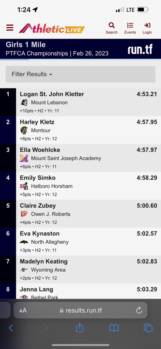 PAcoachP's tweet photo. #WyomingAreaTrack&amp;Field
⁦@keating_madelyn⁩ ⁦@Kay_lombardo⁩ ⁦@WyomingAreaAthl⁩ 
Congrats to Medelyn Keating on her PTFCA 7th place at State Meet Sunday! She finished with a 5 second PR, 5:02.83! This was out of every PA school in the state both private and public https://t.co/PYaJ1gphMT