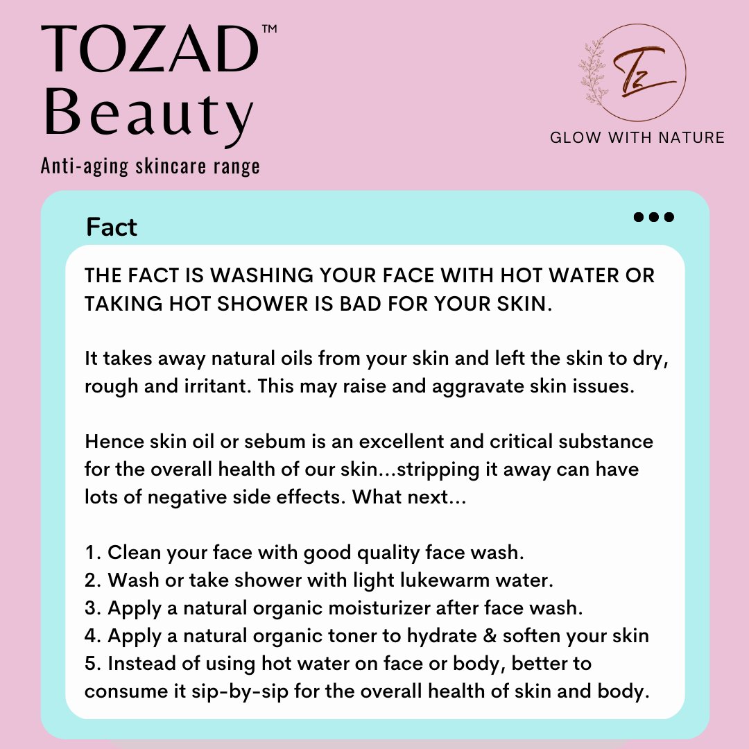 tozadbeautyin's tweet photo. IS HOT SHOWER OR HOT WATER GOOD FOR YOUR SKIN ?

https://t.co/zK5KYgBTQ5

#tozad #tozadbeauty #tozadbeautyproducts #hotwaterproblems #sebum #skinoil #dryskin #dryskincare #naturalskincareproduct #organicskincareproducts #madeinindia #slsfreeproducts #parabenfreeskincare https://t.co/lXIPK6X6DG
