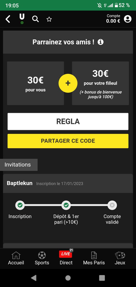 AzPo77725635's tweet photo. #Unibet #parrainage
Voici mon code de parrainage pour avoir 30 euros sur unibet, vous devez déposer 10 euros minimum et valider votre compte
https://t.co/F3lz0xCOLW
En vous souhaitant de bon gains https://t.co/BInSU7UNbb