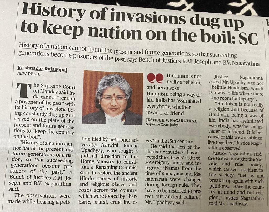 ⁦<a href="/SCJudgments/">Latest Supreme Court Judgments</a>⁩ “Do not belittle Hinduism.. there is no room for bigotry in #Hinduism . Let us not break up the country with such petitions”. Bravo Justice B V Nagarathna. 👍👏👌👏⁦<a href="/LiveLawIndia/">Live Law</a>⁩ ⁦<a href="/Sanjay_Pinto/">SANJAY PINTO</a>⁩