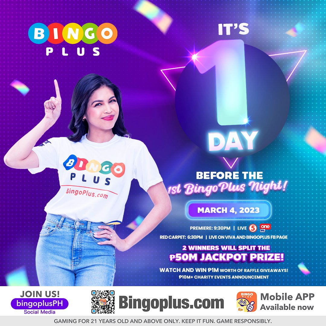 Bingoplusph's tweet photo. Ready or not, here we come! BingoPlus Night na!!! 💜

🟪 Manood ng BingoPlus Night sa March 4, 9PM to 11PM Live sa TV5 at sa OnePH 📺

🟪 Witness our Red Carpet live on VIVA and BingoPlus Facebook page 👩🏻‍💻

#BingoPlus #HappyFirstBP #BPNight https://t.co/QKuMu4d39k