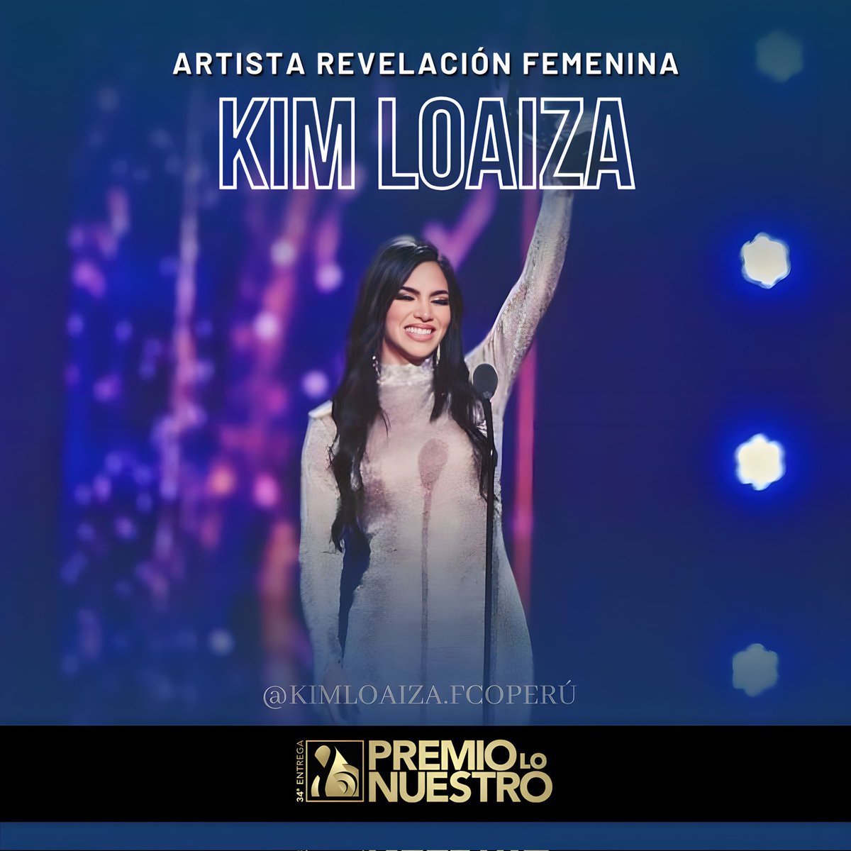 kimloaizafcperu's tweet photo. La cantante mexicana "Kim Loaiza" fue la ganadora de "ARTISTA REVELACIÓN FEMENINA" en PREMIOS LOS NUESTROS 📌.
.
.
.
• @KimberlyLoaiza_ @leodelao
.
.
#kimberlyloaizafan #klnoticias #kimloaiza #photooftheday #likesforlike #premioslonuestro #maskim #noseasceloso #spacemusic https://t.co/scTYEng4Wr