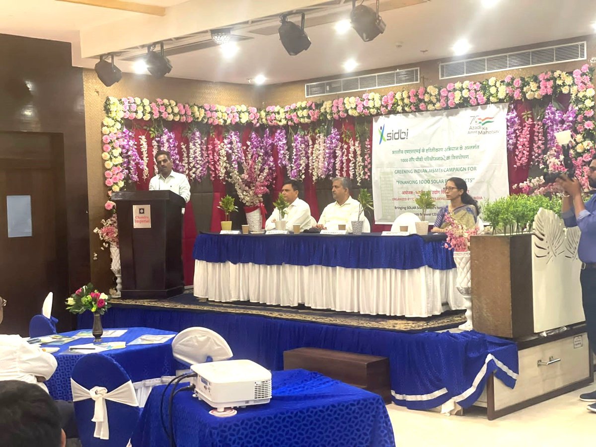 sidbiofficial's tweet photo. #SIDBI's Mission #1000solar #rooftop value chain campaign in smaller cities continues. The 4th event was held at Jodhpur today witnessing #MSMEs, #ESCOs and other value chain actors. #Green team participates in each and takes feedback’s which are quite helpful. https://t.co/6gREHn4S6I