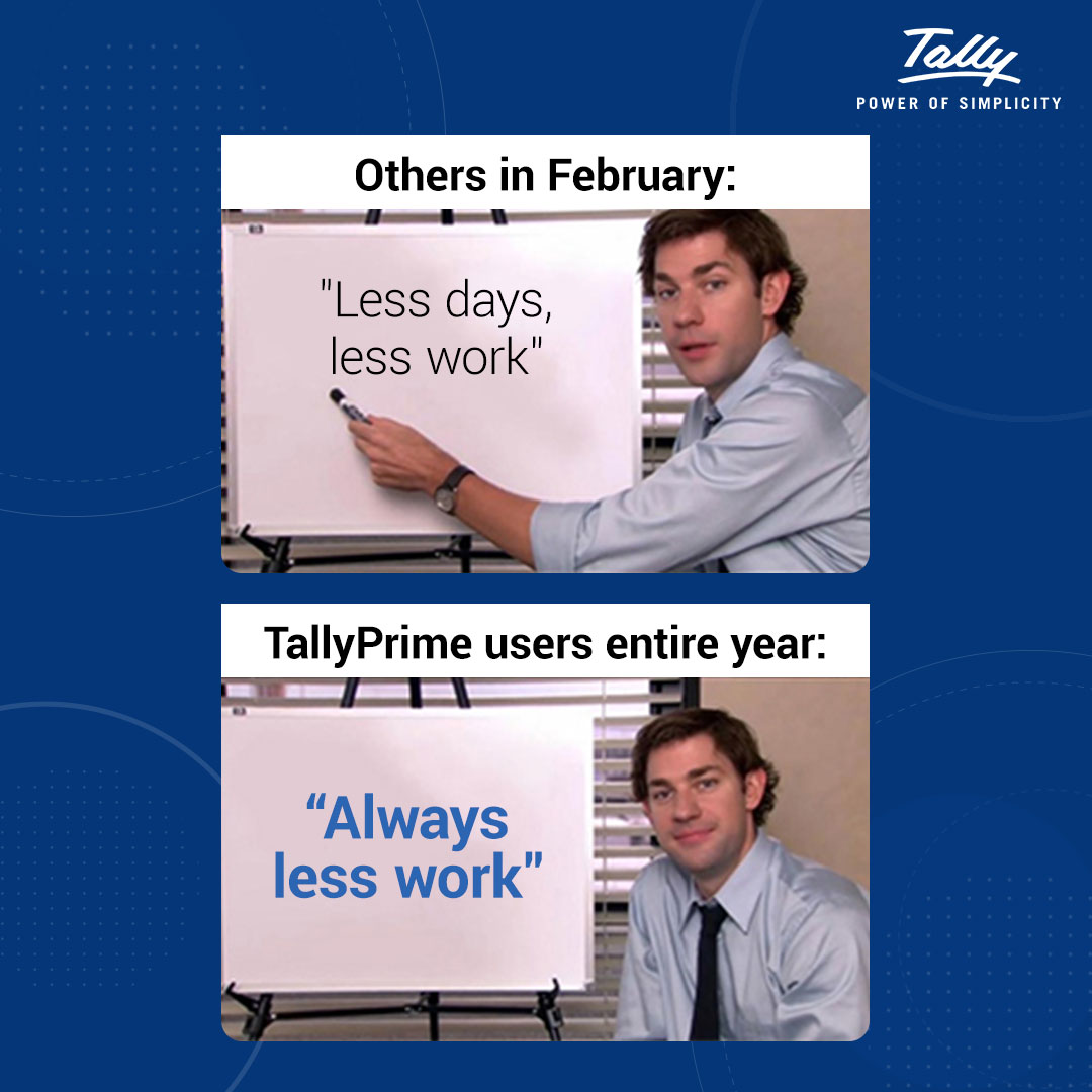 tallysolutions's tweet image. Work smart, not hard! Save time with TallyPrime and increase your efficiency! 

#TallyPrime #February2023 #TheOffice #BusinessManagement #February