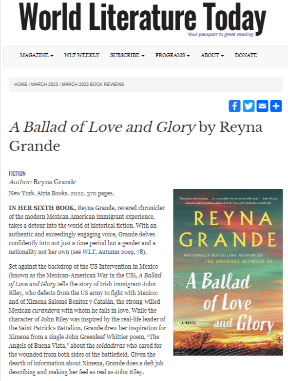 A big thank you to Lea Aschkenas for this lovely review of A Ballad of Love and Glory in World Literature Today. Check it out here worldliteraturetoday.org/2023/march/bal…