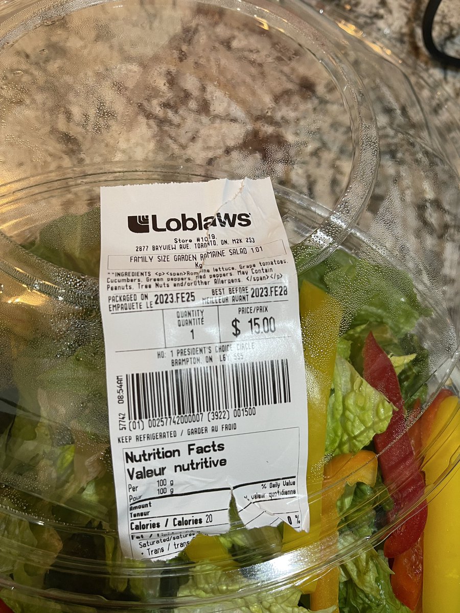 aaronhu58's tweet photo. @LoblawsON @loblawco found this fly in my salad purchased from Loblaws Bayview Village. Absolutely disgusting. This store need to get inspected. https://t.co/uVtVKCYYLN