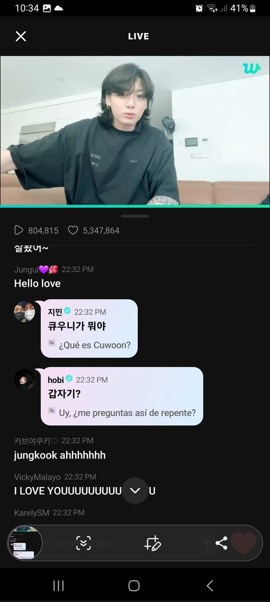 Ale_ForeverBTS's tweet photo. Live de Jungkook en weverse.
He vean los comentarios 😭😭💜 https://t.co/hlESr4UpKu