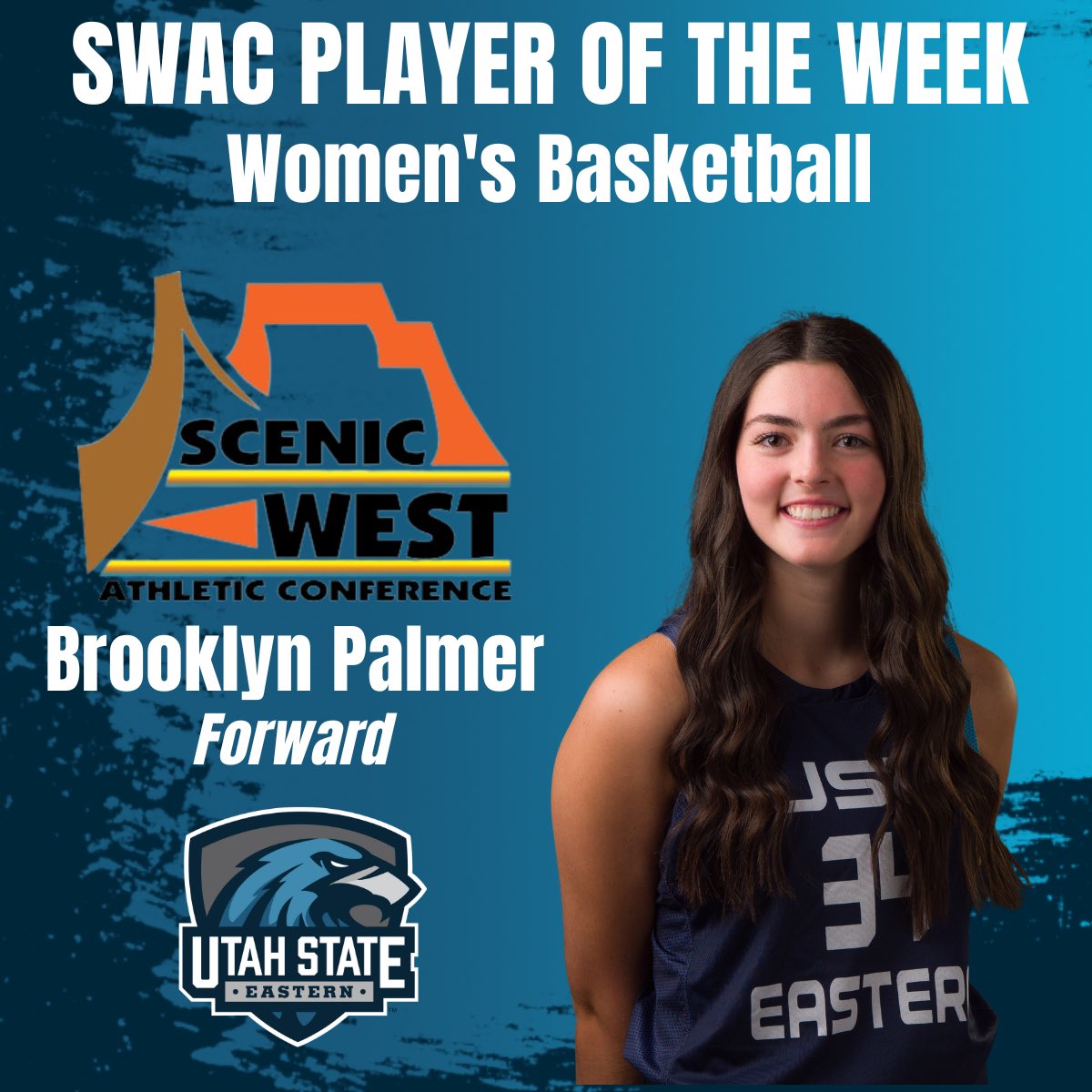That'd Be #4!  Congratulations to Brooklyn Palmer on earning her 4th and the women's basketball final SWAC Player Of The Week!   

In three games, Brooklyn combined for 46 points, 32 rebounds, 7 assists, 2 steals &amp; 1 block.   She also grabbed a double-double in two of the games.