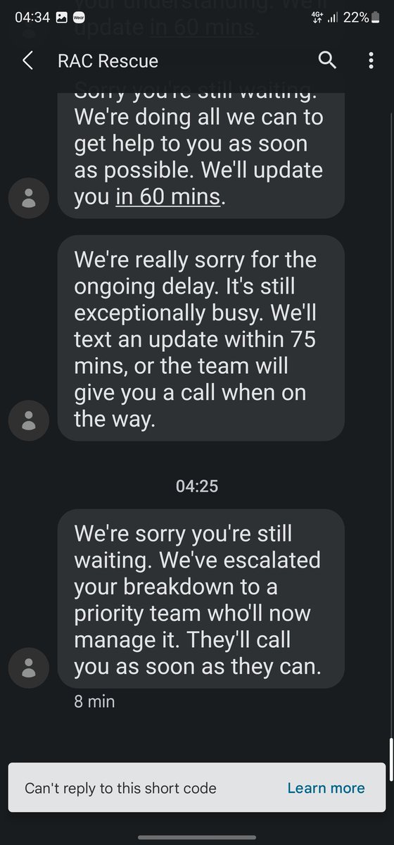 growingsidewayz's tweet photo. #RAC breakdown service. 5hrs and counting for a jump Start. Middle of the night and a shameful service for what you charge. Nearly time to go to work and I'm tired hungry and not happy at all. https://t.co/2kN0SYnDa1