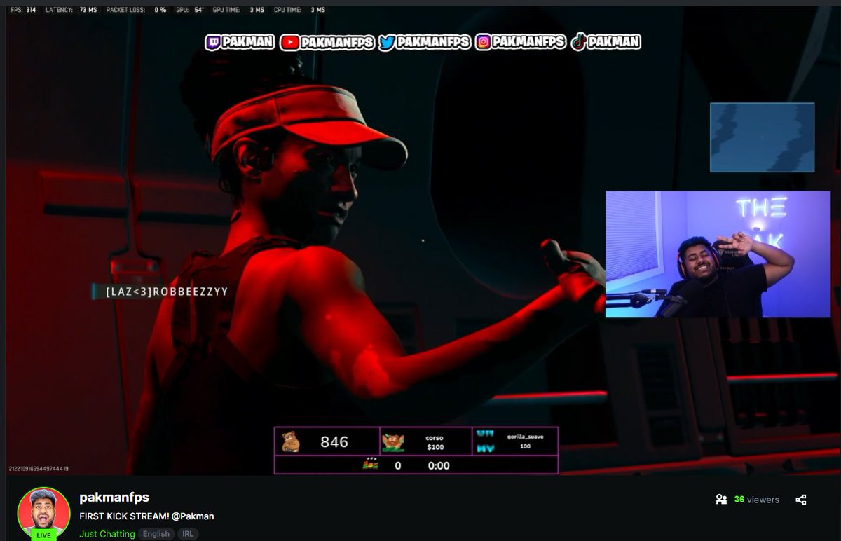 PakmanFPS's tweet photo. First stream on Kick a W so far ESKETIIIT PAKFAM #ThePAK  @Trainwreckstv @kick https://t.co/FPQpM9xQ7U