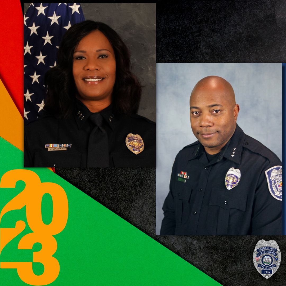 NLVPD's tweet photo. As #BlackHistoryMonth comes to an end, we saved the best for last! #NLVPD would like to highlight #Chief Gravatt and #AssistantChief Harris in honor of #BHM.
Thank you both for being a part of the NLVPD family and leading such an AMAZING department!!
#Police #DynamicDuo. https://t.co/99mnRWind5