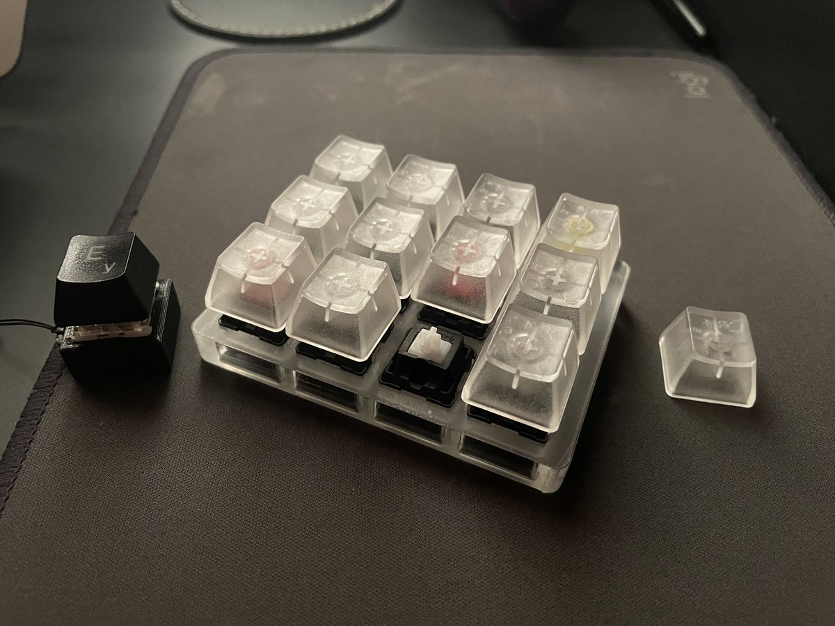 Today new toy with some Cherry MX switches came in. A sample if you will. Before that I had a single button fidget clicker and now it's 12!
The bad part is that it contains Cherry MX brown.
Now I am waiting for Pandas sample.