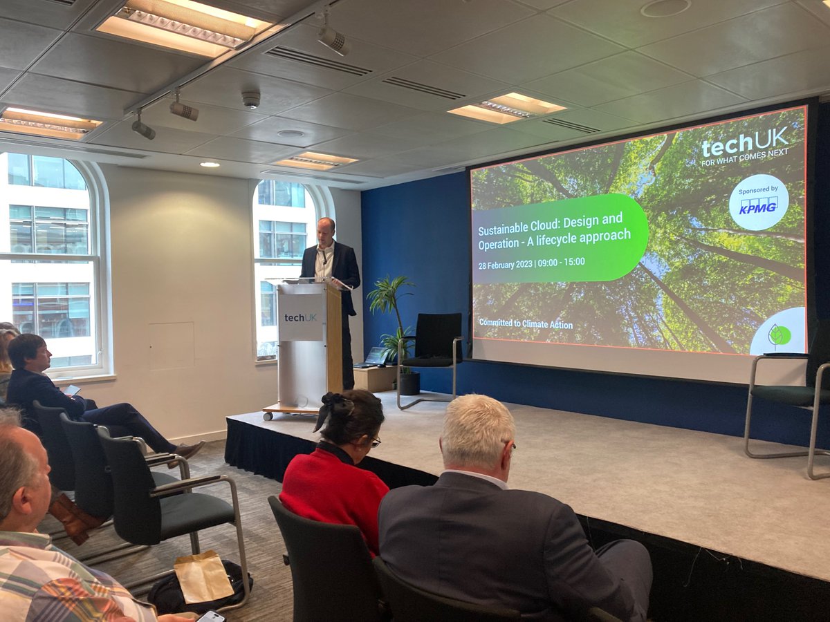 techUK's tweet photo. It's great to see so many people joining our event today on #sustainability #datacentres and #cloudcomputing 

Thanks to @kpmguk for sponsoring the event and opening the session 🌳☁️ https://t.co/VhkeEfN9YB