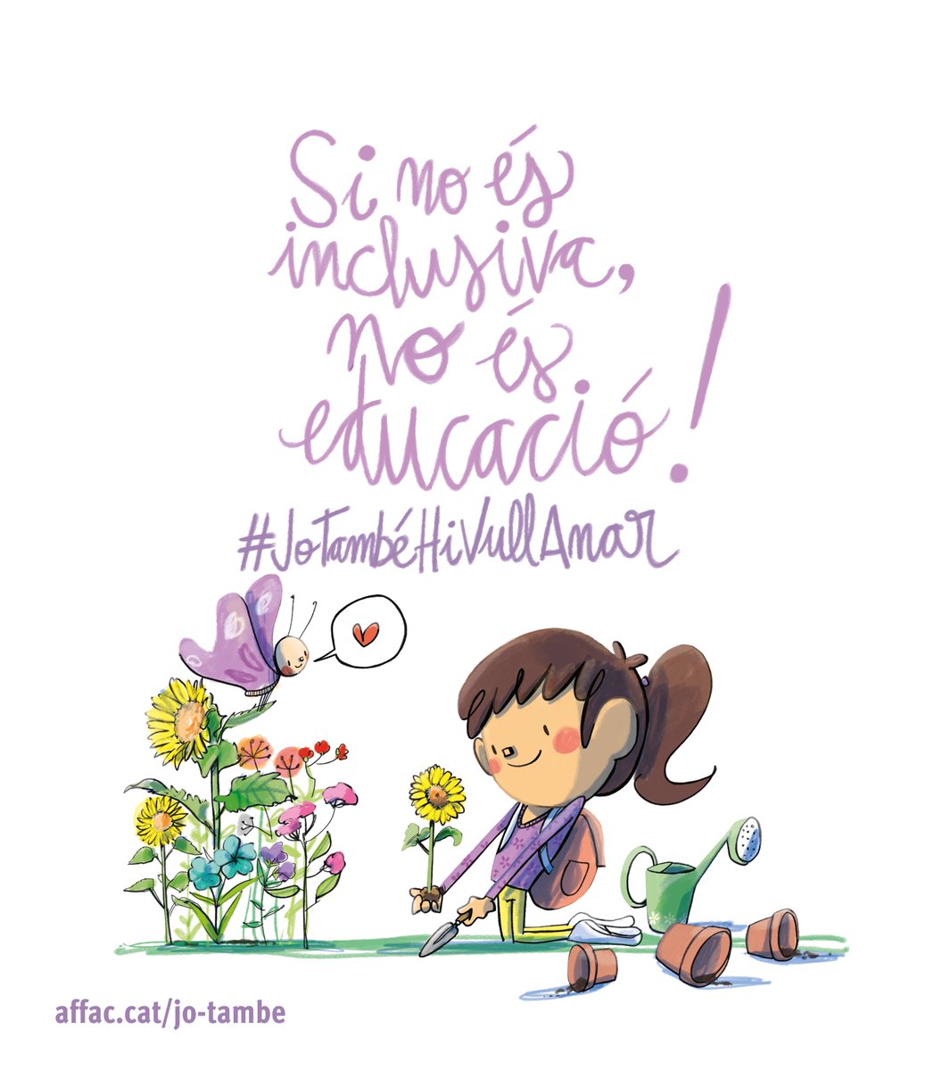 Gràcies <a href="/joan_turu/">Joan Turu</a> per sumar-te a la campanya #JoTambéHiVullAnar amb aquesta il·lustració 🧡 Cada dia som més les que defensem una educació inclusiva que no deixi ningú enrere.

Ens ajudeu a inundar les xarxes amb gira-sols? 🌻 Compartiu la imatge!

+info: affac.cat/jo-tambe