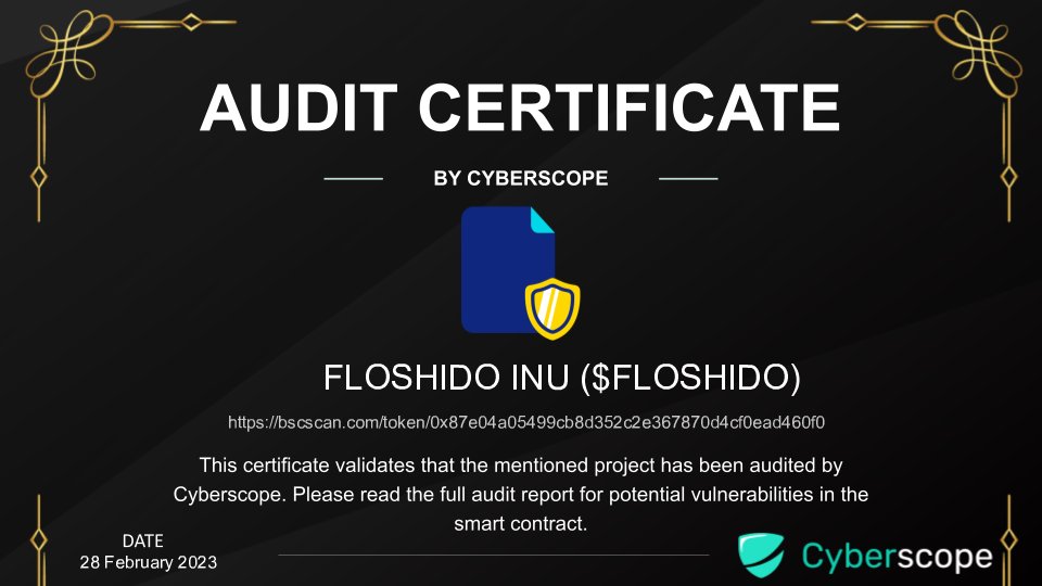 We just finished auditing
 <a href="/FloshidoInu/">Floshido Inu</a>

Check the link below to see their full Audit report.
coinscope.co/coin/floshido/…

Want to get your project Audited?
cyberscope.io

#Audit #SmartContract #Crypto #Blockchain
