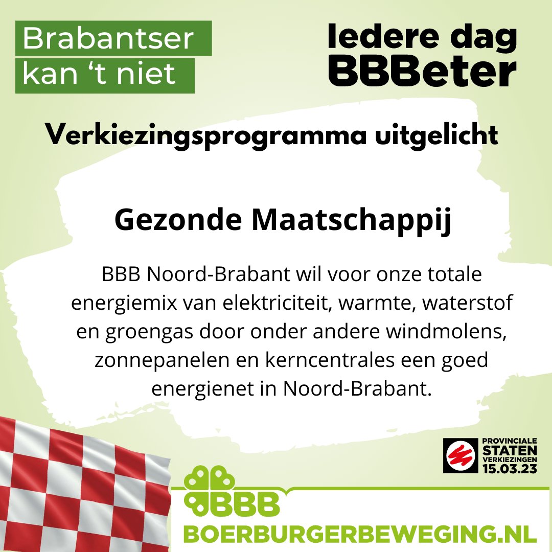 BBBNoordBrabant's tweet photo. Het is nog 15 dagen tot we naar de stembus mogen voor de Provinciale Staten- en Waterschapsverkiezingen. Wij als BBB Brabant willen u oproepen te gaan stemmen. Iedere stem telt! Wij gaan 15 maart 2023 voor een BBBeter Brabant. #iederedagBBBeter https://t.co/vUF11FrEIV