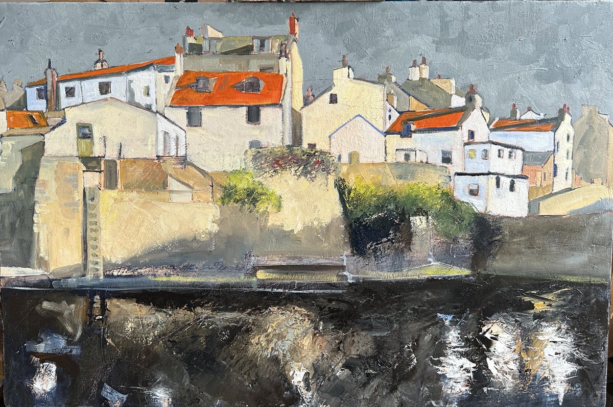 staithesartist's tweet photo. #WIP Starting to put the #shadows and details in. Beginning to look a bit more 3D #Stormy #SpecialLight #Staithes #YorkshireCoast #oils #SpiritofPlace #muse https://t.co/DLPwh1swHD