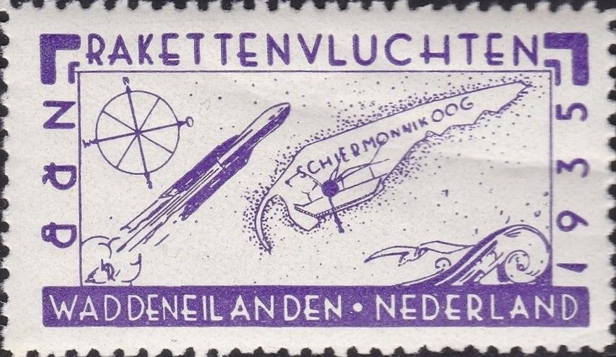 #Raketten boven de #Wadden 😮?! 

Intrigerende postzegel uit 1935, die we tegenkwamen via Nieuwsbrief Studiekring Historische <a href="/cartografie/">Cartografie</a>. 

Wie weet meer? <a href="/Postzegelblog/">Postzegelblog</a>? <a href="/Waddenacademie/">Waddenacademie</a>? <a href="/waddentweets/">Waddenvereniging</a>? Is "NRB" misschien Nat. Ruimtevaart Bureau, voorloper van <a href="/NLSpaceOffice/">NSO</a>?