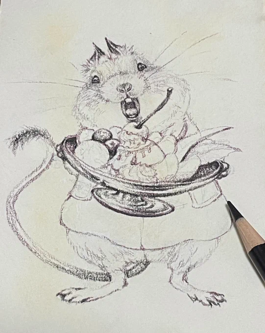 モデルはうちのデグーのデイルくんを見ながら描きました!デグーの表情の豊かさを生かした作品です。 #デグー 