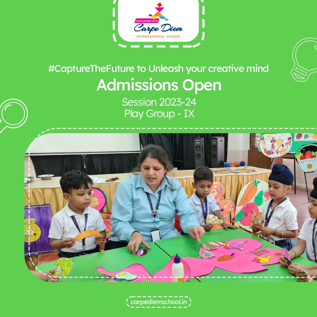 SchoolCarpeDiem's tweet image. Discover your potential at Carpe Diem International School, where creativity meets excellence.

📢Admissions Open
📚Session 2023-24 | Play Group to IX

#CaptureTheFuture #StriveToEnhance #CarpeDiemInternationalSchool #CBSESchoolInRajpura #Education #DigitalSeriesAgency #School
