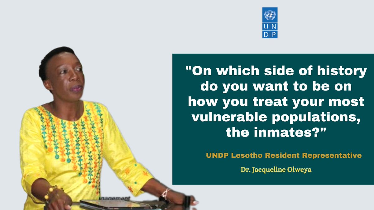UNDPLesotho's tweet photo. #SecuritySectorReforms for a strong LCS!
Dr. Jacqueline Olweya spoke of importance of partnerships as opportunity to foster justice, rehabilitation & reintegration of offenders to build a healthy society at the LCS Symposium. https://t.co/ZlDffs6yq6