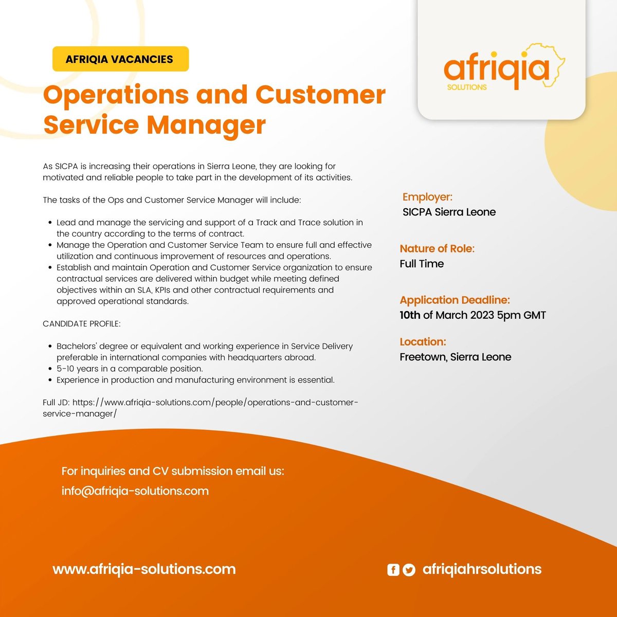 AfriqiaSolution's tweet photo. Some amazing opportunities with @sicpa #SierraLeone who are looking for motivated and reliable people to develop their SL
activities! #EnablingTrust
#logistics #operations #customerservice #CustomerServiceJobs #ITJobs #HRjobs #vacancies https://t.co/4jJivnaebG