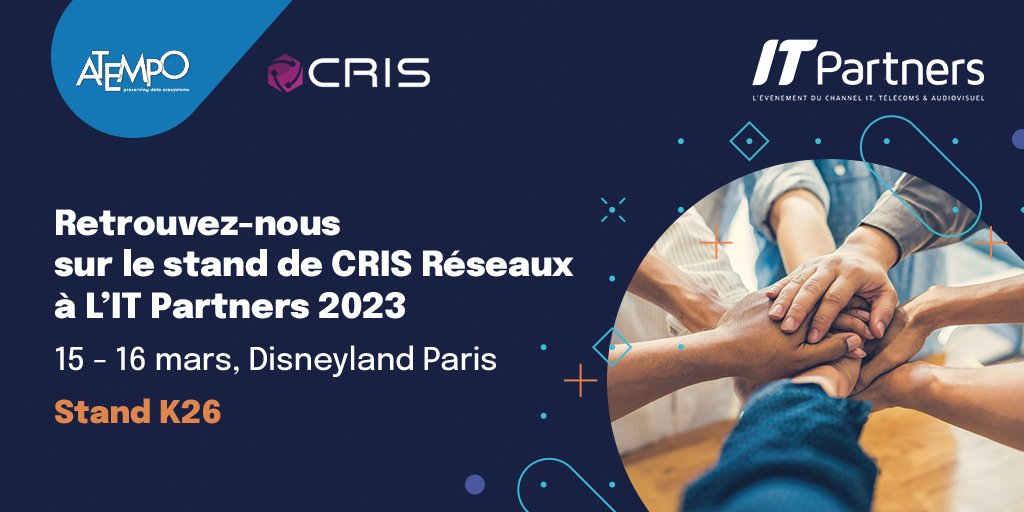 Atempo's tweet image. #ITPartners : retrouvez-nous sur le stand #K26 de notre partenaire @Cris_Reseaux.

Venez découvrir les offres de confiance et souveraines dédiées à la #cybersécurité, avec une brique de sauvegarde des données déployable en mode #MSP.

#DataManagement #DataProtection