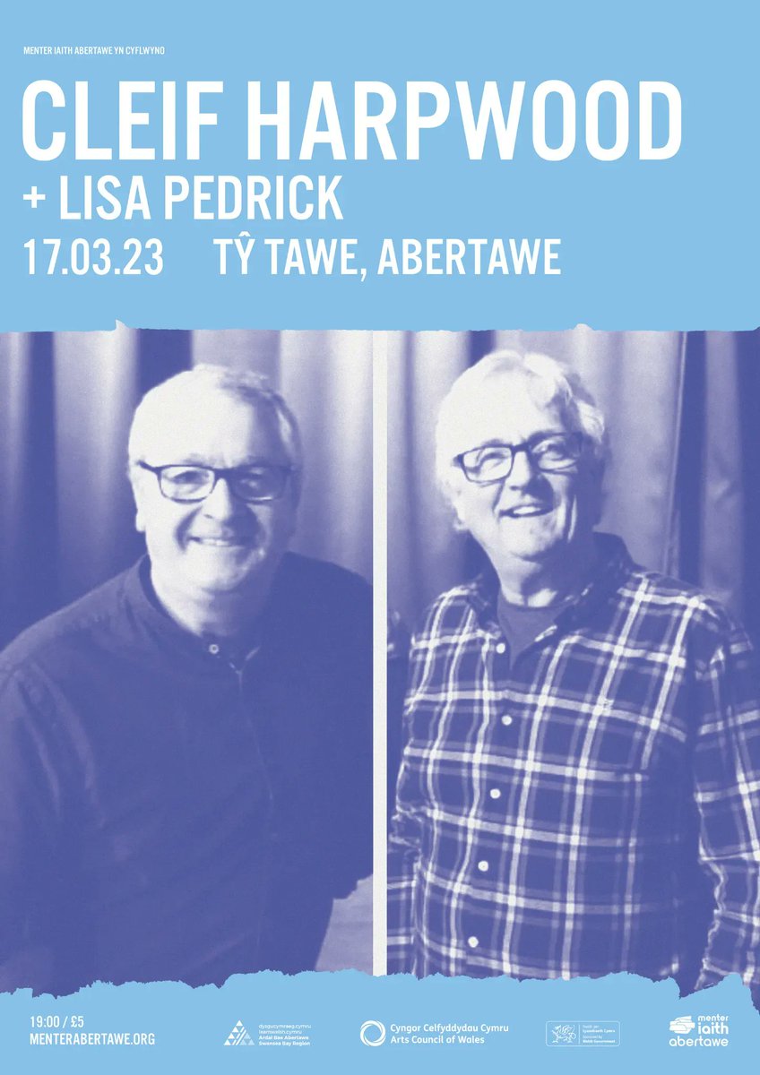 Hanner y seddi wedi gwerthu ar gyfer Cleif Harpwood + <a href="/lispedrickmusic/">Lisa Pedrick</a> mis nesaf! 🚨

Half the seats sold for this gig next month! 🚨

🎫 Dim ond £5 o flaen llaw / only £5 ADV 👉 buff.ly/3y9S97H 

<a href="/mentrauiaith/">Mentrau Iaith</a> | <a href="/learncymraegABA/">LearnWelshSwanseaBay</a> | <a href="/Arts_Wales_/">Cyngor Celfyddydau Cymru | Arts Council of Wales</a> 

#cymraeg #abertawe #yagym