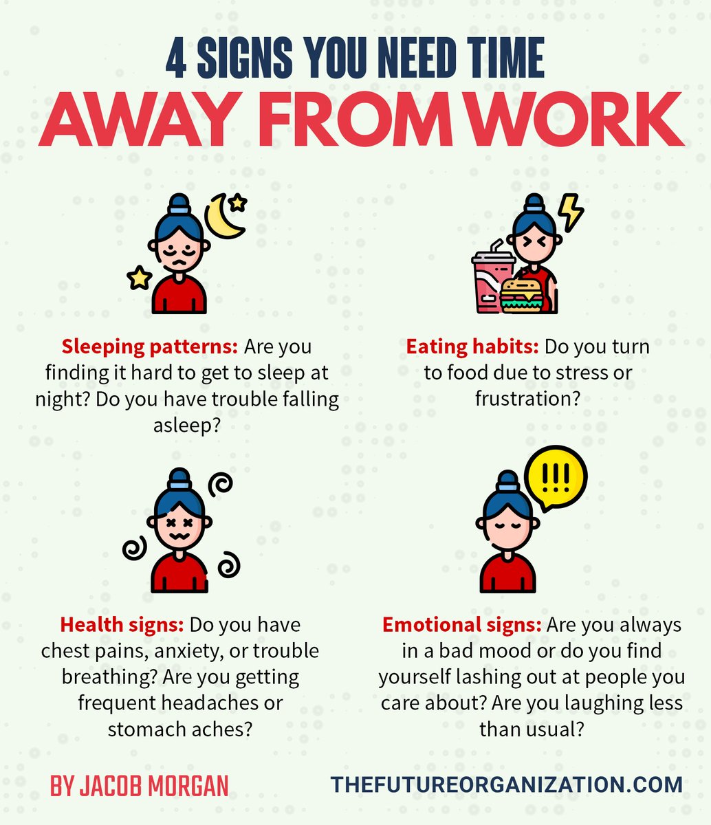 jacobm's tweet photo. Taking time off can be difficult. But even with those challenges, it’s important to take a break. Here are signs you need time away from work:
#futureofwork #leadership #entrepreneur #taketimeoff https://t.co/KyWbrkxCIk