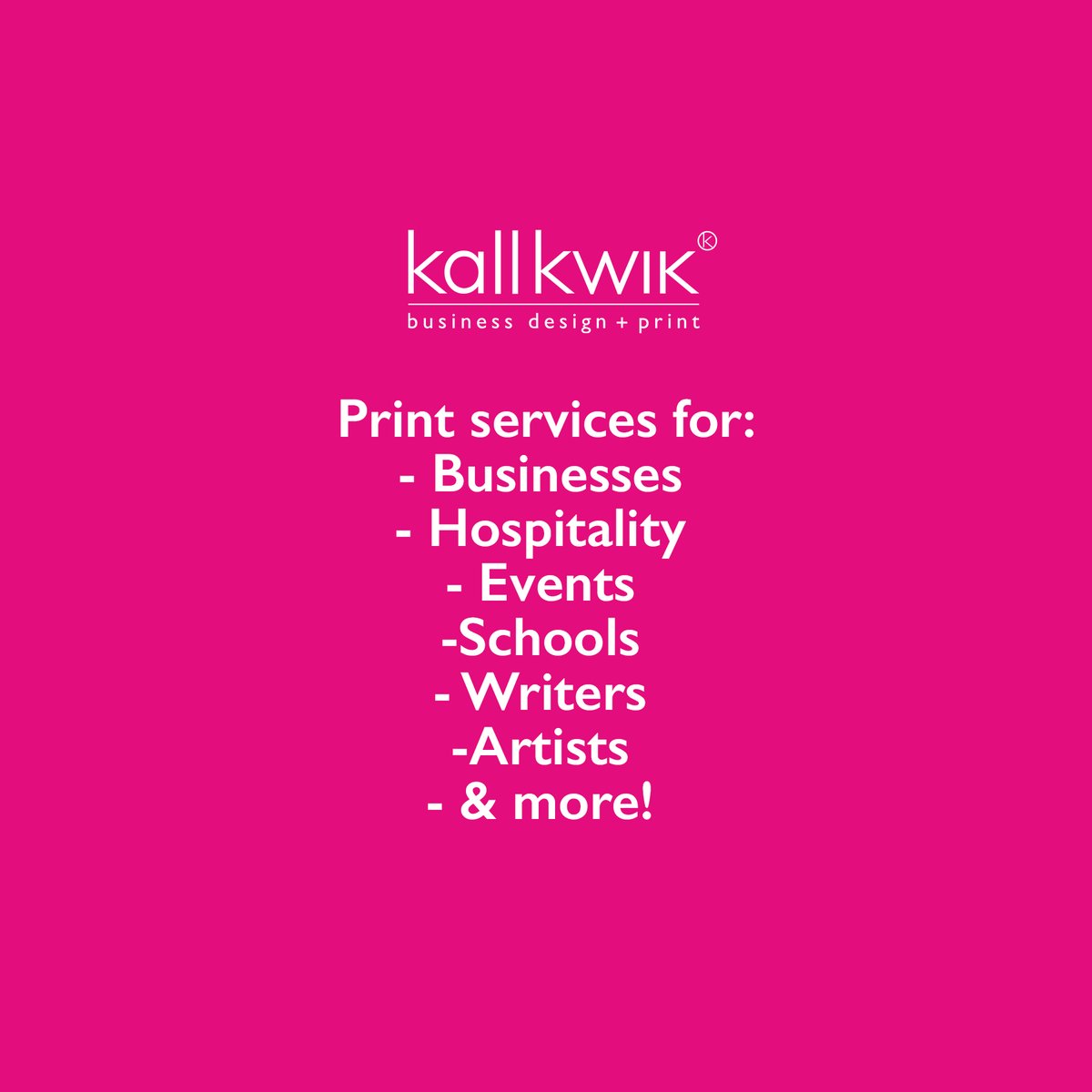 We provide a variety of services for a whole range of clients, from independent businesses to corporate brands. 

Whatever you need, we've got the tools and experience to help you!

#printservices #Birmingham #printforbusiness