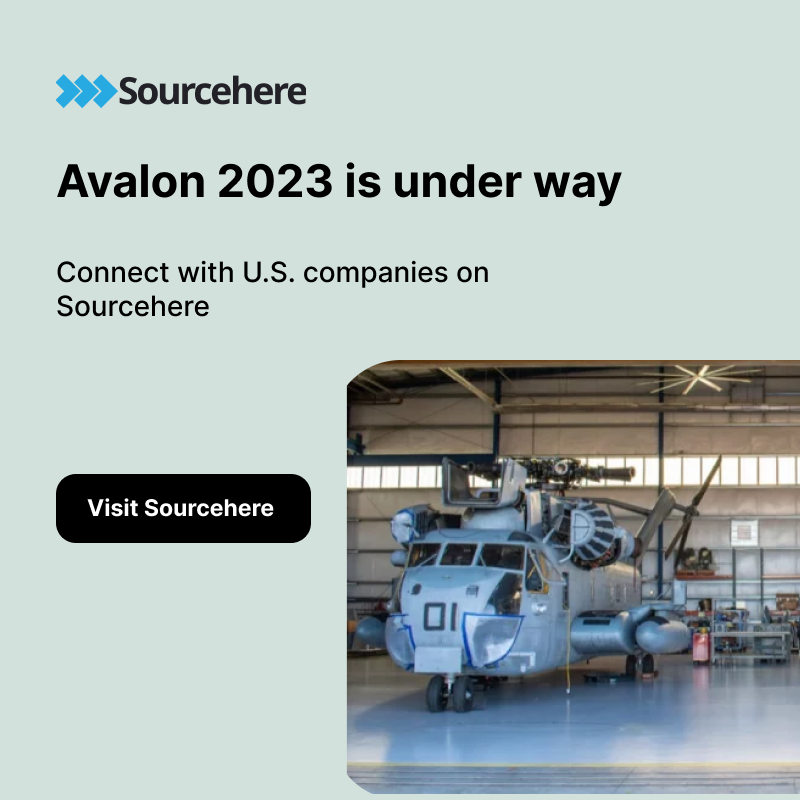 source_here's tweet photo. Day 1 at @AvalonAIA was a massive success.
To find information on all of the U.S. Companies exhibiting at the show visit Sourcehere through the following link:
https://t.co/pQKEWYxksi
#avalon2023 #avalon #sourcehere #defense #aerospace https://t.co/5gvUeDy3yj