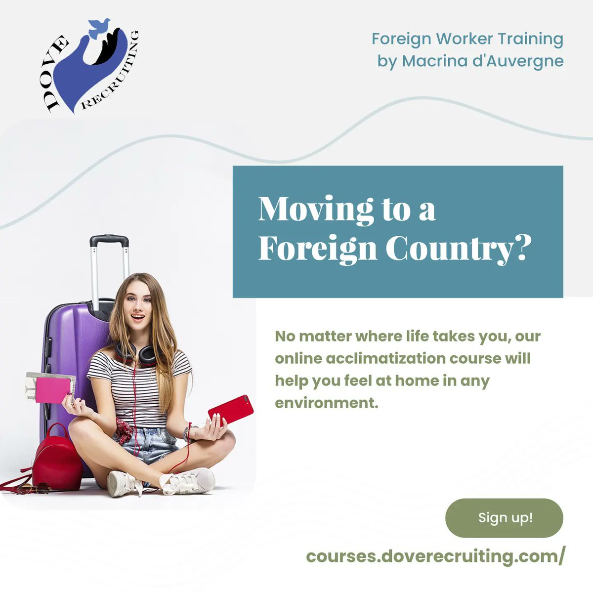 DoveRecruiting's tweet photo. Are you moving abroad for study or work purposes?

Sign up for Online Acclimatization Course to learn about the actual realities that can affect your life as a foreign national!

Tap the link given in description to know more. 
#Recruiting #consulting #foreignworkers #Trending https://t.co/RwI84H7L96