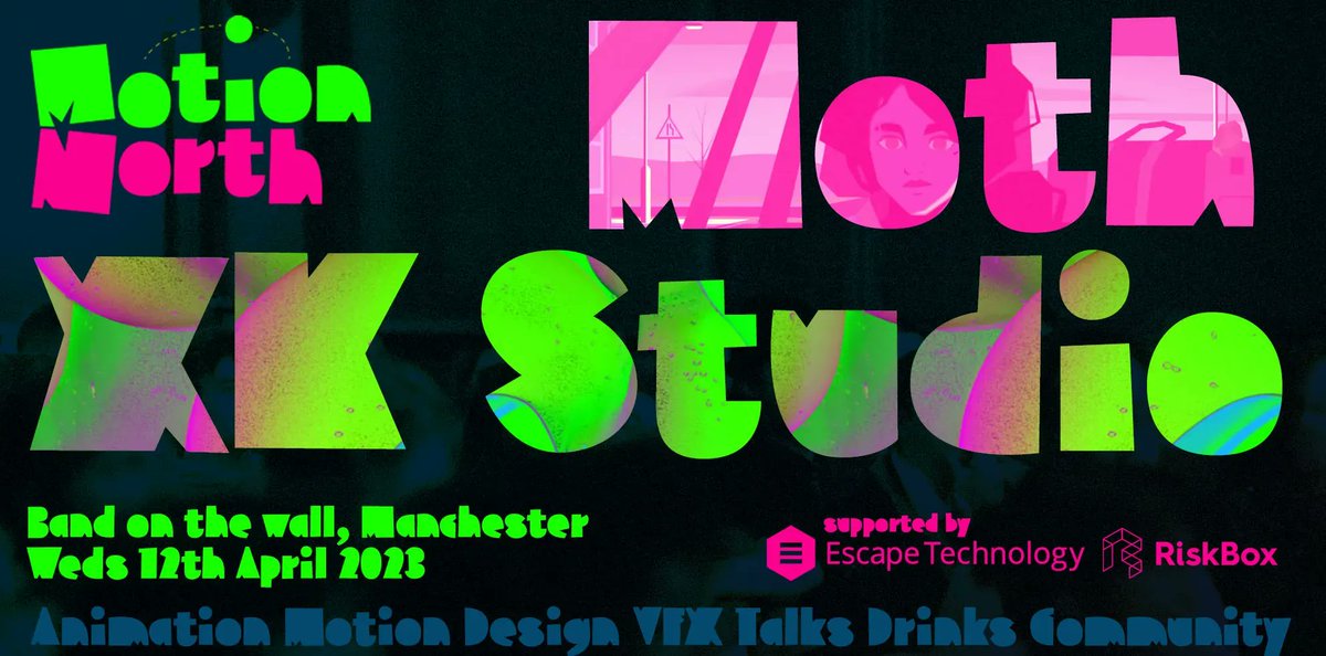 Tickets are now on sale for our next Motion North with <a href="/xk_studio/">XK Studio</a> and <a href="/mothanimation/">Moth</a>. Next event is Wednesday April 12th at <a href="/bandonthewall/">Band on the Wall</a>. Thanks as always to our sponsors <a href="/Escape_Tech/">Escape Technology</a> and <a href="/RiskBoxUK/">Michael Henderson</a> #animation #motiondesign #motiongraphics #design #vfx 
buff.ly/3IX7lx3