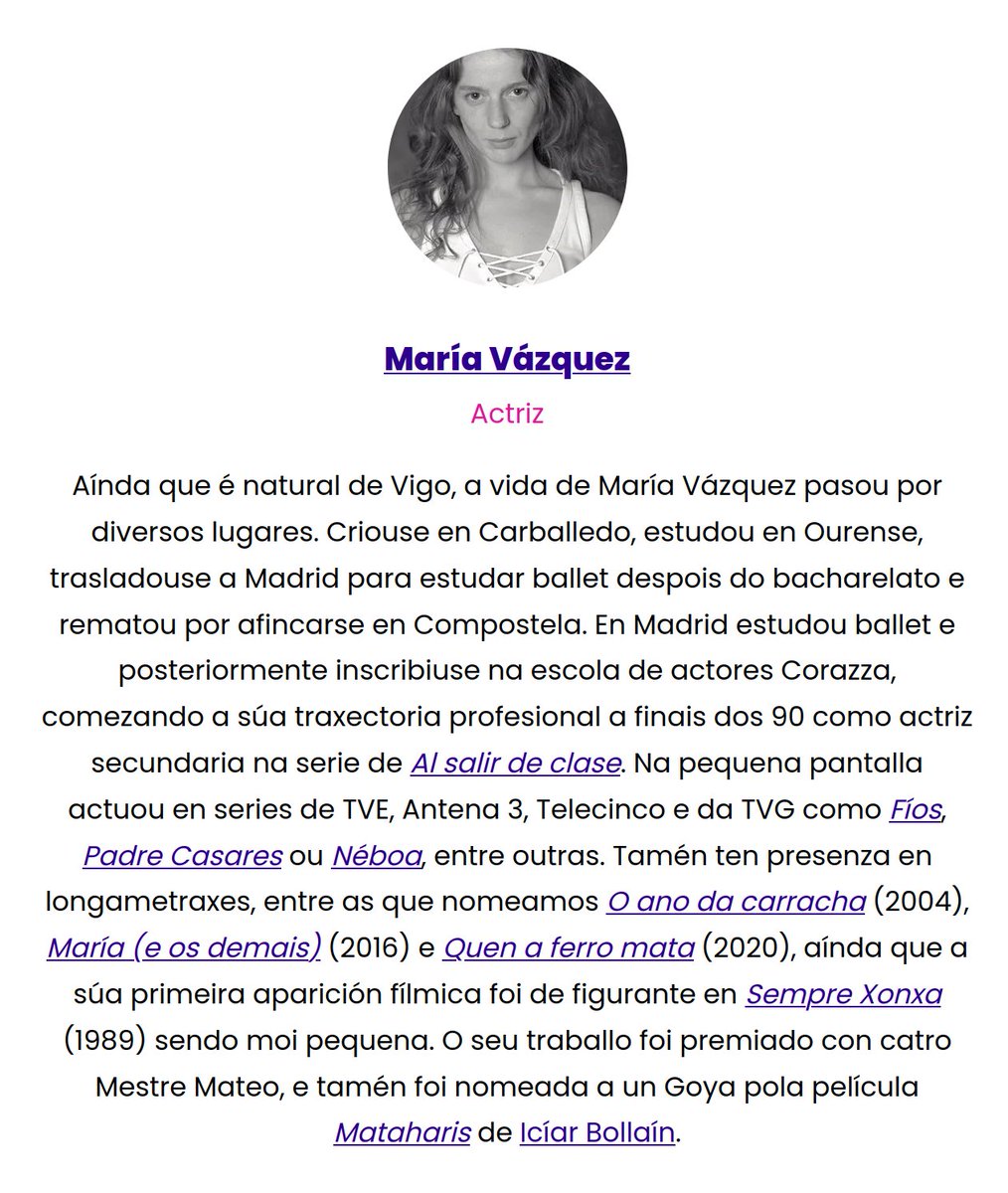 CFilmada's tweet photo. 🥳 María Vázquez é a nosa protagonista de hoxe, xa que é o día do seu cumpreanos!

🥰 Moitos parabéns a unha das grandes actrices da nosa cidade! https://t.co/fYyydlZkZh