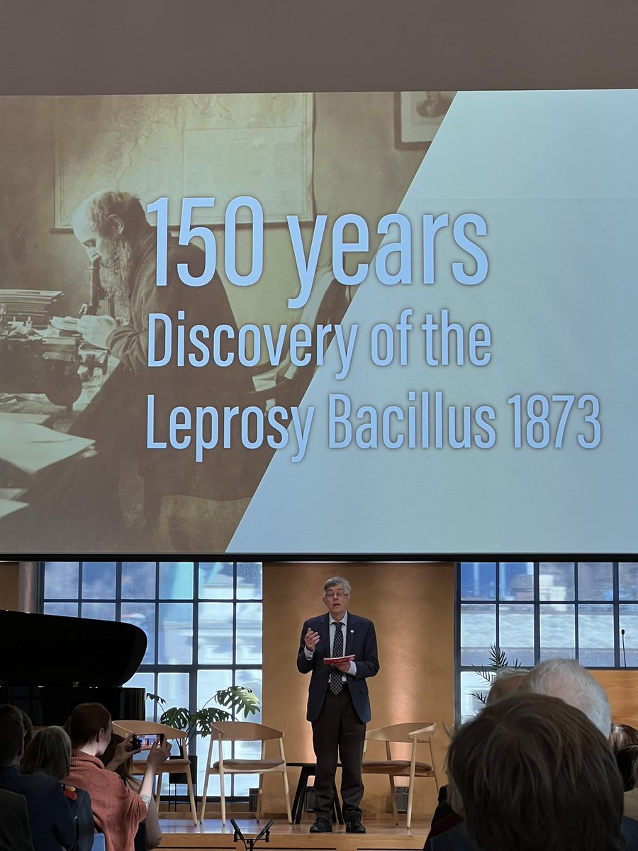 PalRNjolstad's tweet image. NOW #uib Aula: Dean Medicine Per Bakke opens the 150 years celebration Armauer Hansen’s discovery of the Leprocy Bacillus 1873 @medofak_uib @haukeland_no #mycobacterium #leprocy