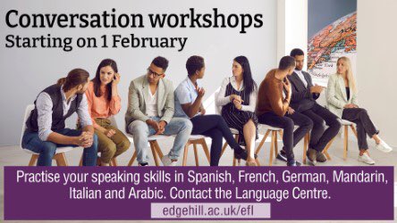 The conversation workshops led by our international students are still on. Take the opportunity to practise your foreign language skills in a relaxed and friendly atmosphere. Find the info here edgehill.ac.uk/departments/ac… 👋🌎<a href="/edgehill/">Edge Hill University</a>