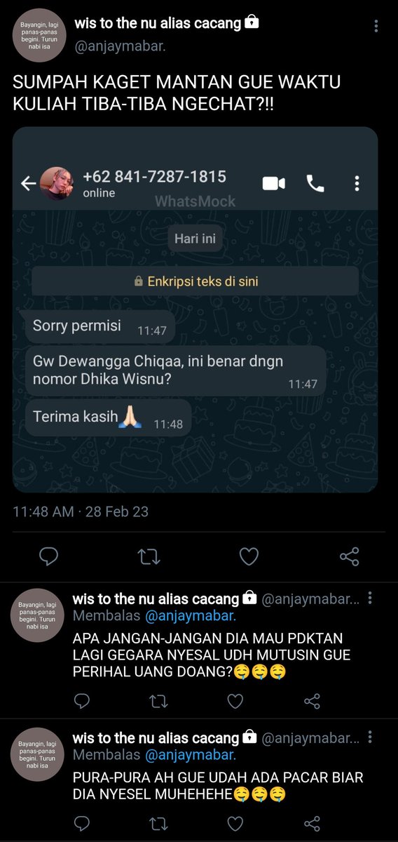 xvagladiator's tweet photo. Chat Mantan 

Hyunlix Local Au - Four Tweet 
©xvagladiator
#ChiqaaWisnuuniverse 
Warn! Frontal Word🔞 https://t.co/TL9IharKS9