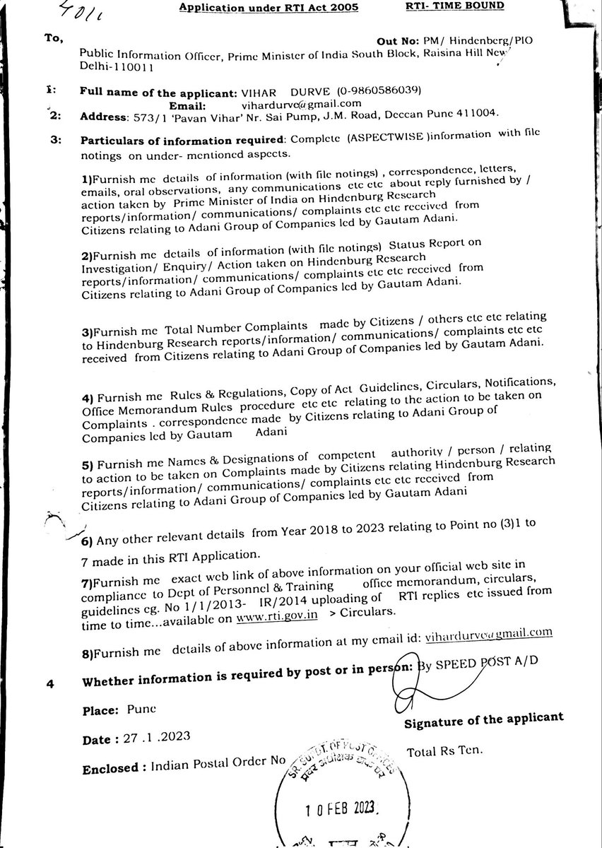 ViharDurve's tweet image. #RTI on

#Adani  @HindenburgRes
#bbcdocumentaryrow @BBCIndia

 is Frivolous :PIO @PMOIndia

No Vexatious /Frivolous RTI India :PIO PMO 2011

@rashtrapatibhvn @PMOIndia @Rajeev_GoI @RahulGandhi @MamataOfficial  @YashwantSinha @PChidambaram_IN @SitaramYechury @MahuaMoitra

#SAVERTI