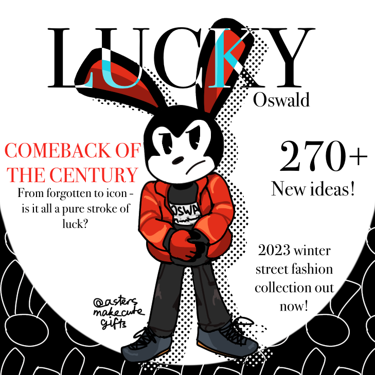 astersrainfall's tweet photo. @TheJakeneutron if anyone's interested, i've got some more (unfortunately disney trademark version) #oswaldtheluckyrabbit art https://t.co/uqZDC902Xs