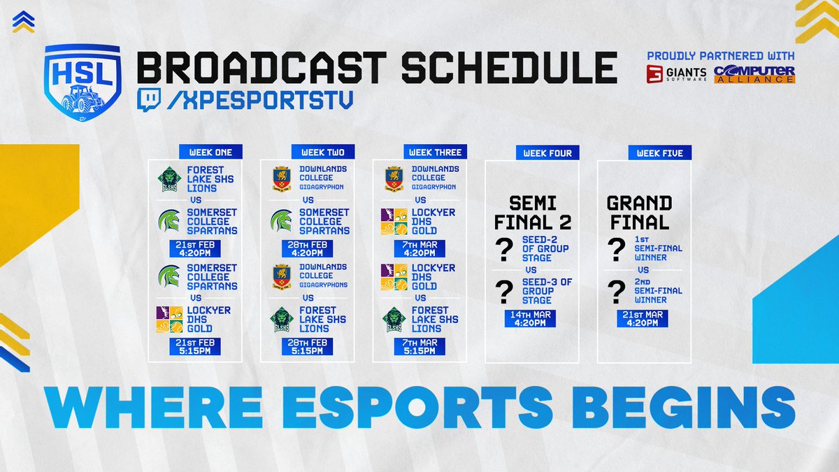 OzEsportsGaming's tweet photo. It's Week 2 for #HSL23 Farming Sim 🚜 🏆

Tune in from 4:20pm today for all the #FarmingSim action thanks to our event partners @GIANTSSoftware
 
📺 https://t.co/YkFejRl4vS 
🎙️ @formalcasting
 
Thanks to our official technology partners @CompAllianceAus
 
#WhereEsportsBegins https://t.co/Zezd7aBQjh