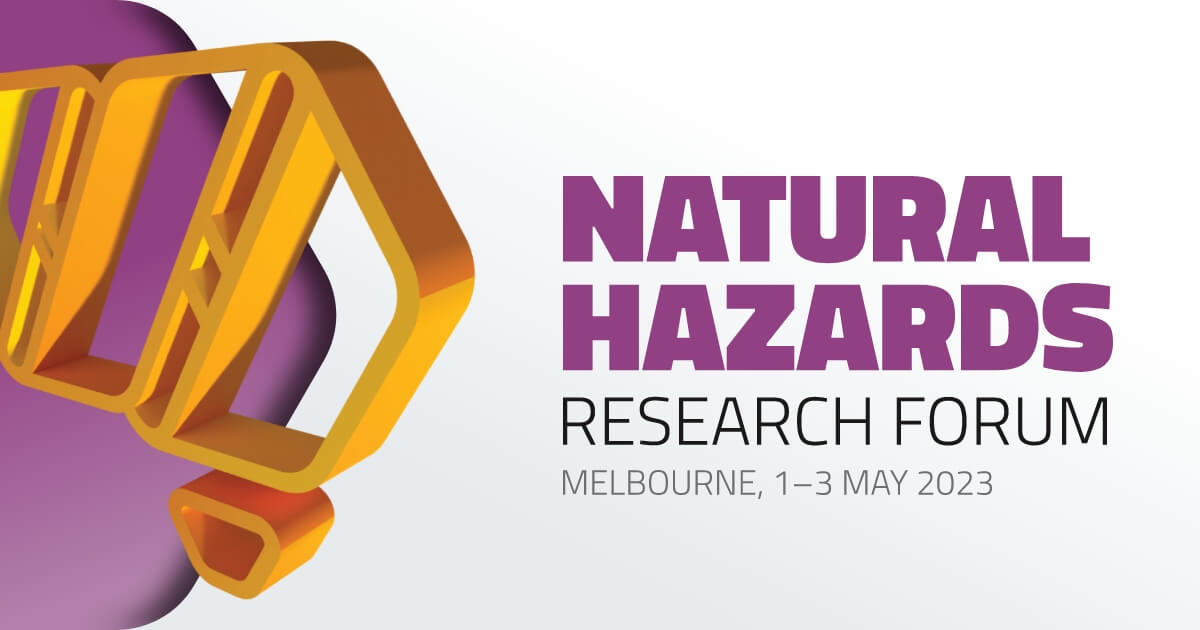 Registrations are now open for our Natural Hazards Research Forum 2023 in May! #NHRF23
Come and contribute to the conversation about natural hazard research in Australia – what it is, what’s being done, how it can be used, what should be done in future.
naturalhazards.com.au/nhrf23