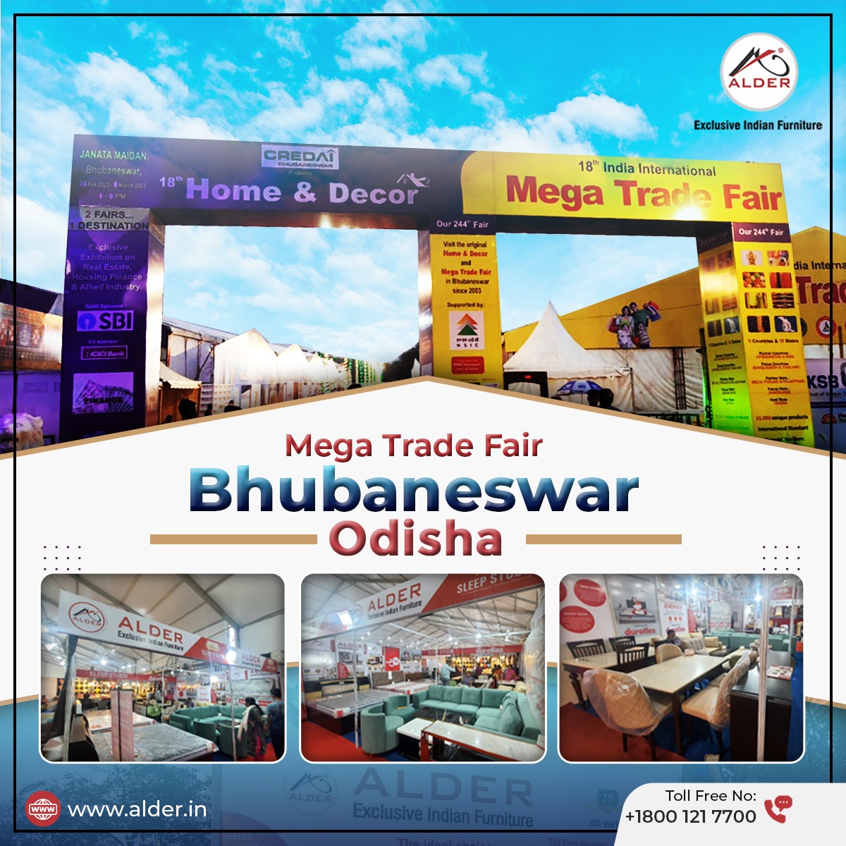 alderfurnitures's tweet photo. Let's take a tour through the glimpses of #MegaTradeFair at Bhubaneswar, Odisha where Alder Furniture showcases its variety of #luxuriousdesigns that are designed with #comfort as a priority and give a #modern and #elitelook to your home.
.
.
#alder #alderfurniture #tradefair https://t.co/n6QfVq3V3s