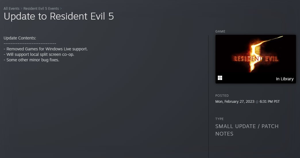 How to play Resident Evil 5 in splitscreen via GFWL version on Steam