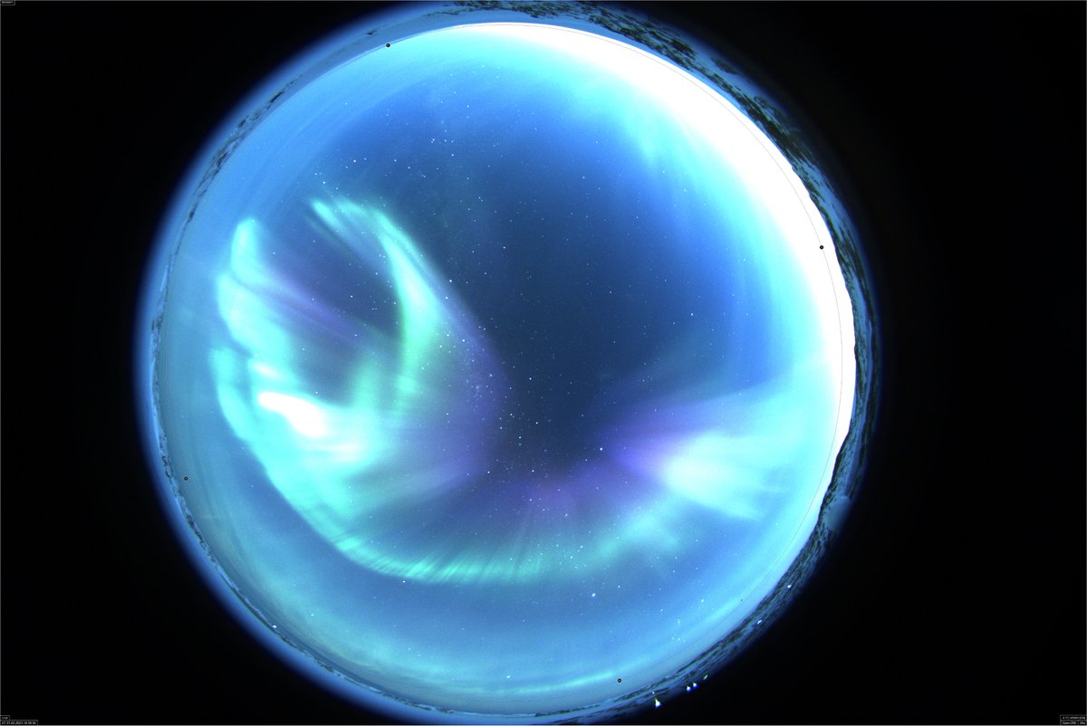 akumars11's tweet photo. The Sun started to set in coastal #Antarctica, and nights are buzzing with aurorae as the #solar activity cycle nears the peak. Cinnamon/green/purple #aurorae captured by the #allskycamera at #Bharati (69S, 76E) on 27 Feb 2023. https://t.co/kepLJCMRWf